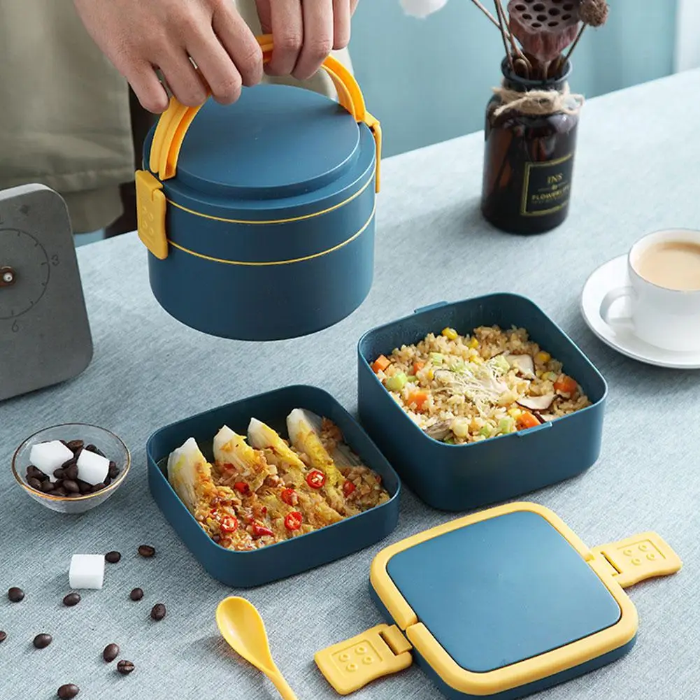 Portable Double-layer Lunch Box Leak Proof Divided Microwave Thermal Containers Bento Model Box 6 Food C6J3