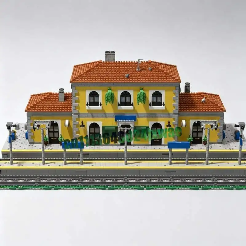 3999PCS MOC Classic Italian Train Station Building Blocks DIY Creative Assembly Puzzle Educational Toy Gift Collection Display
