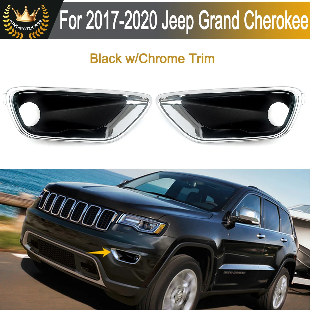 

5ZM55SZOAA Side Fog Light Grille Cover Lamp Bezel Fog Light Grille Grill Cover For Jeep Grand Cherokee 2017 2018 2019 2020