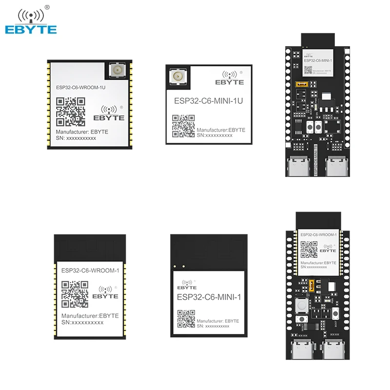 ESP32-C6 Modulo WiFi Bluetooth 2.4GHz EBYTE Serie ESP32 BLE5.3 WiFi6 Supporto AT Comando 20dBm IPEX/PCB Antenna Modulo SMD