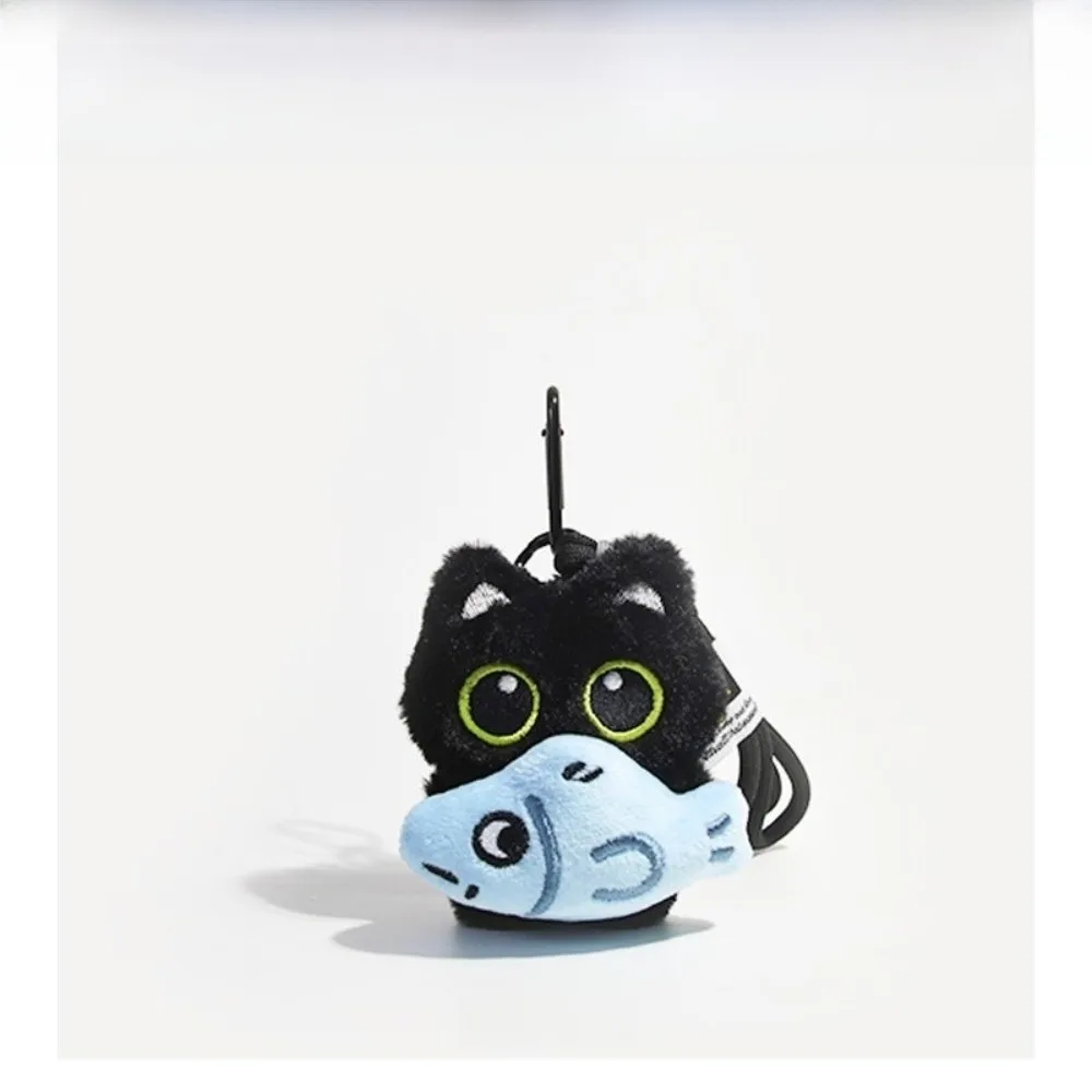 New Fish Black Cat Plush Doll Keychain Bib Strawberry Doll Bag Pendant Wings Car Key Ring School Bag Decoration