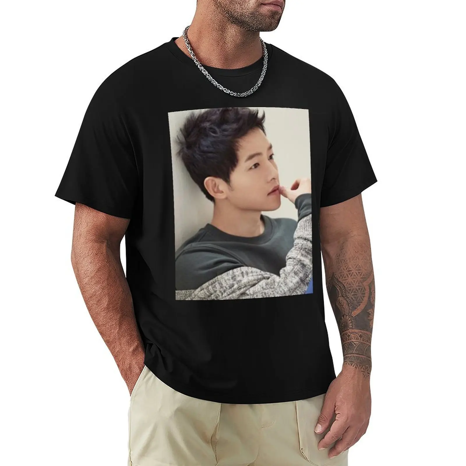 

Song Joong Ki - V26 T-Shirt blue archive summer shirt mens t shirts casual stylish