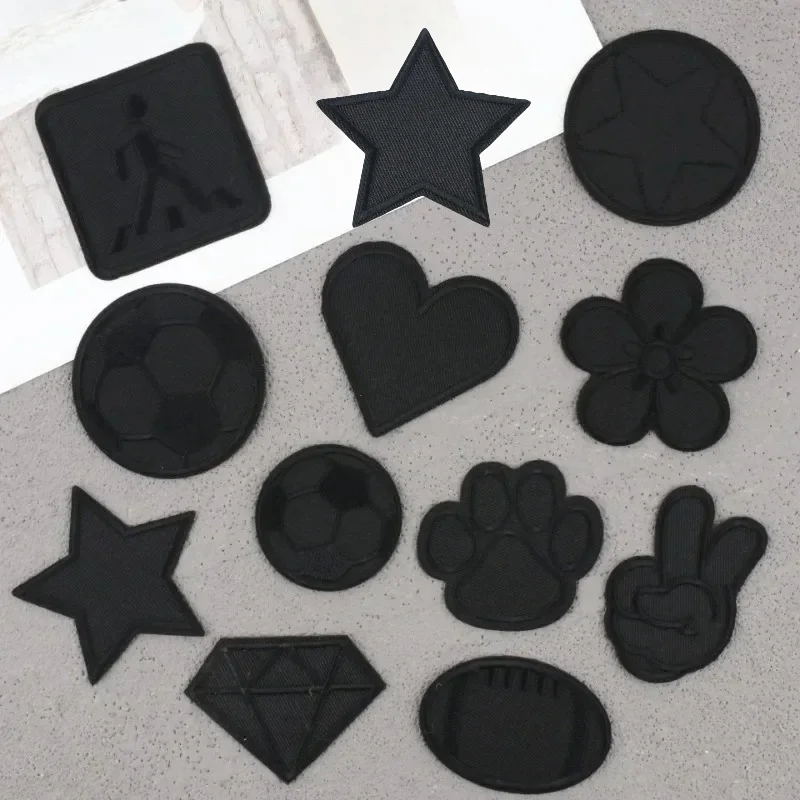 

Черная саржевая нашивка, наклейка, компьютерная вышивка, глава для мальчика, алмазная гладильная пентаграмма, вышивка, тканевая наклейка