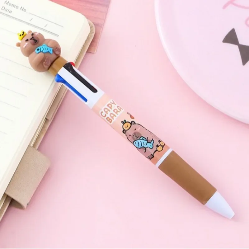 4Pcs Wholesale Creative Kapibara four-color ballpoint pen high-value stationery student school supplies Back to school