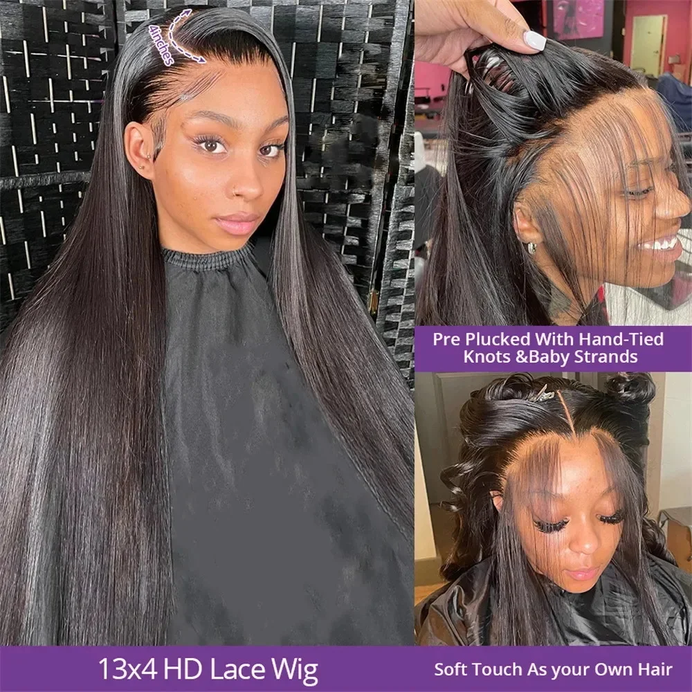 13x6 13x4 مستقيم 250% الكثافة Hd الدانتيل الشفاف الباروكة الأمامية البرازيلي 30 42 بوصة الدانتيل الجبهة خصلات الشعر المستعار الإنسان للنساء السود #3