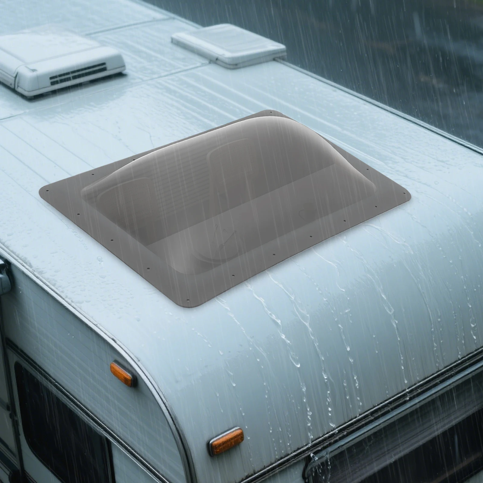 كوة مقاس 18 × 26 بوصة، مصباح كوة عالي التركيب لمركبات الترفيهية العالمية، المعسكر، قبة خارجية كوة RV، نافذة سقف RV، أسود شفاف