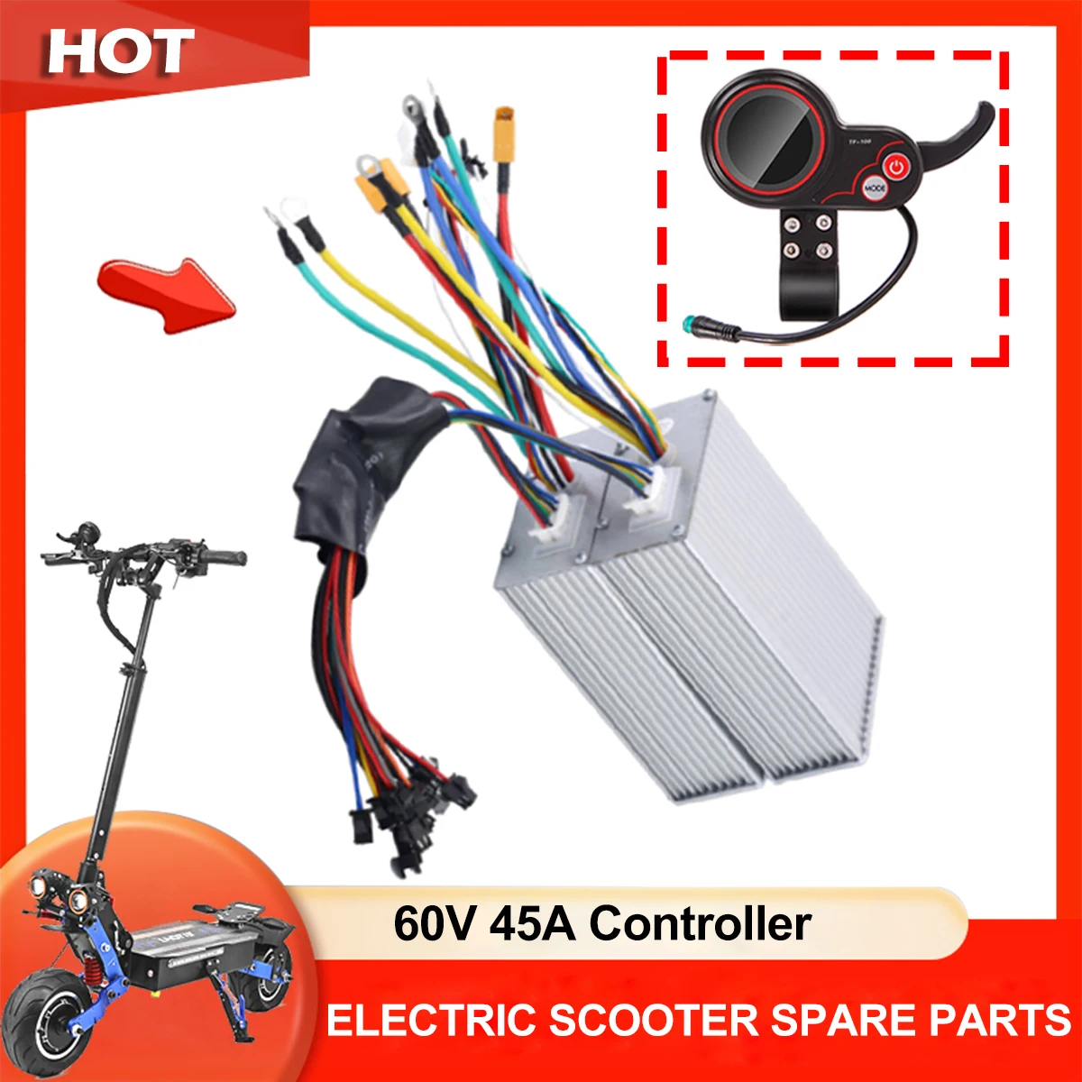 Yunli 60v 45A 50A electric scooter Accessories Sine Wave Controller for 60V patinete eléctrico bicicleta eléctrica Controller Pa