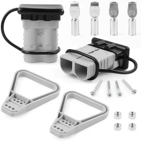 

Delgada 350A Battery Jumper Connector Kit 600V Heavy Duty with Handles & Dust Cover for Winch Trailer