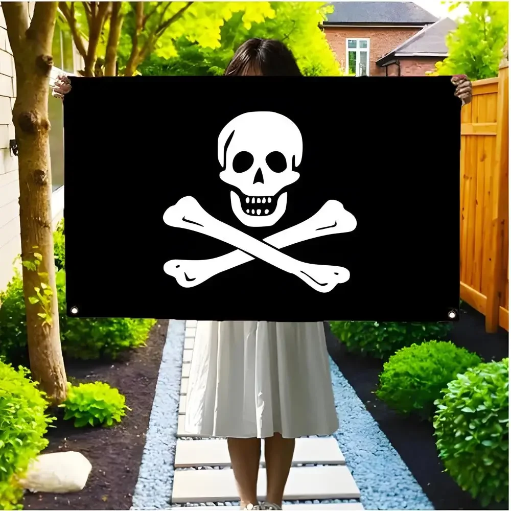 pirate token emblem S-Sam Bellamy jolly roger Flags Borderless four-ring ornament indoor outdoor decoration effortless to hang