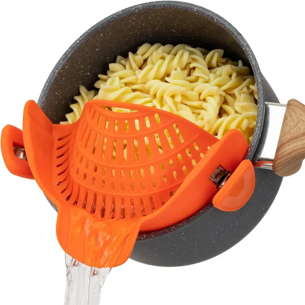 Universal Clip on Pot Strainer Anti Spill Silicone Pasta Strainer Drain Wide Mouth Kitchen Colander Pasta