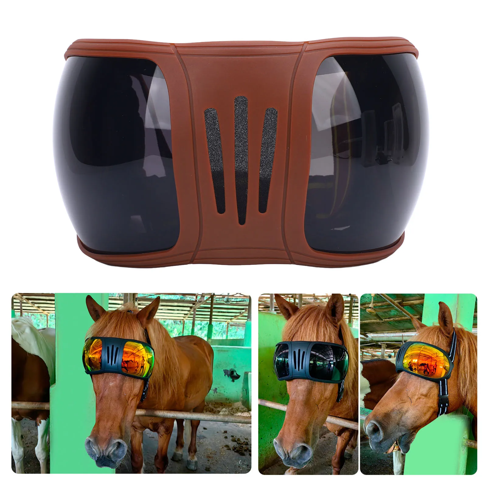 

Sports Horse Glasses Multi Layers Sponge Adjustable Straps Stylish Windproof Horse Goggles for Riding Windproof Horse Sunglasses