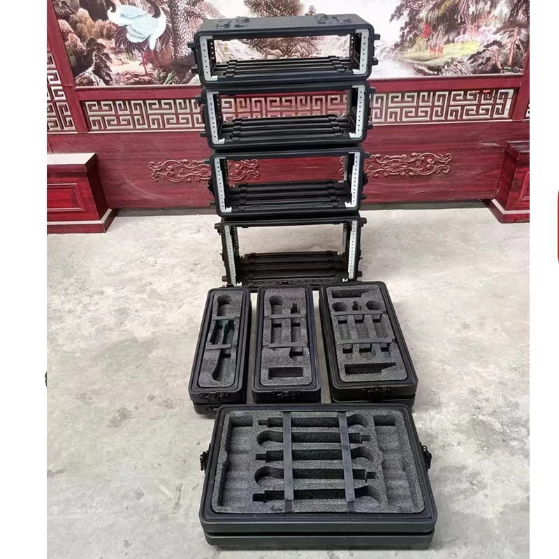 2U/3U/4U/6U Flight Rack Case ABS Plastic Flight Hard Case Waterproof and Shockproof ToolBox For Music Instruments