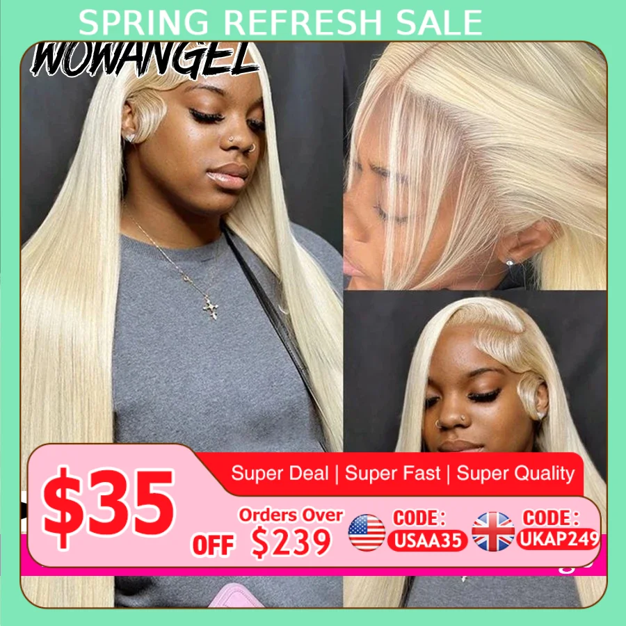 Wow Angel 13x6/13x4 HD Lace Full Frontal Wigs 613 Blonde Body Wave Human Hair Wigs Melt skins Natural Scalp Brazilian Hair