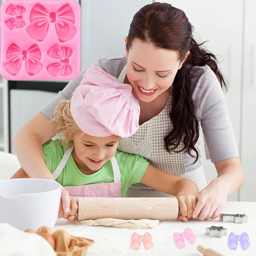 4 قطع من قوالب القوس السيليكون لمجموعة قوالب القوس الوردي والرمادي لحلوى الشوكولاتة والسكر والحرف اليدوية من الراتنج