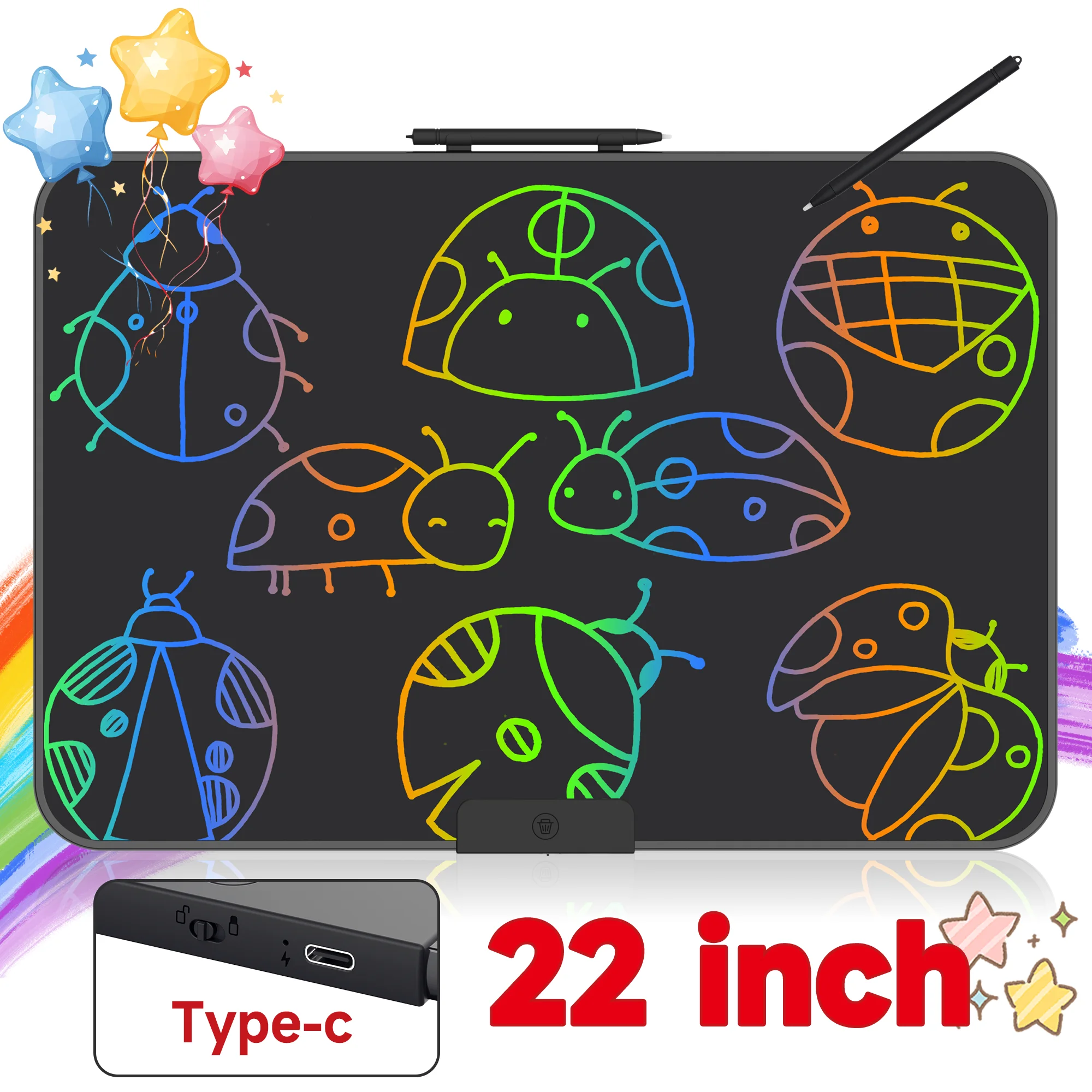 Rechargeable 22 inch LCD Writing Drawing Tablet, USB Rechargeable, Reusable Portable Writing Tablet, Office Stationery