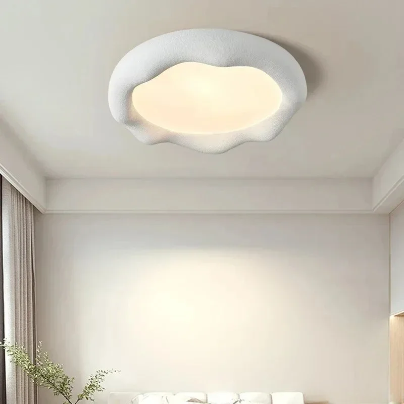 Wabi Sabi Simple LED Ceiling Lamp Cloud Round Decor Ceiling Light for Living Room Bedroom Baby Room Restaurant Lighting