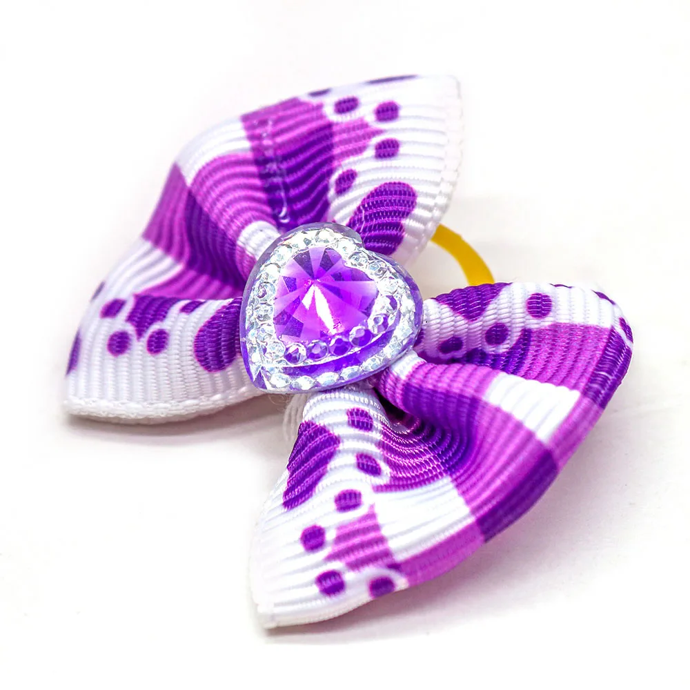 New Dog Grooming Bows Mix Plaid Dot Cat Dog Hair Bows Dog Hair Rubber Bands for Small Dog Cats Grooming Accessories Pet Supplies