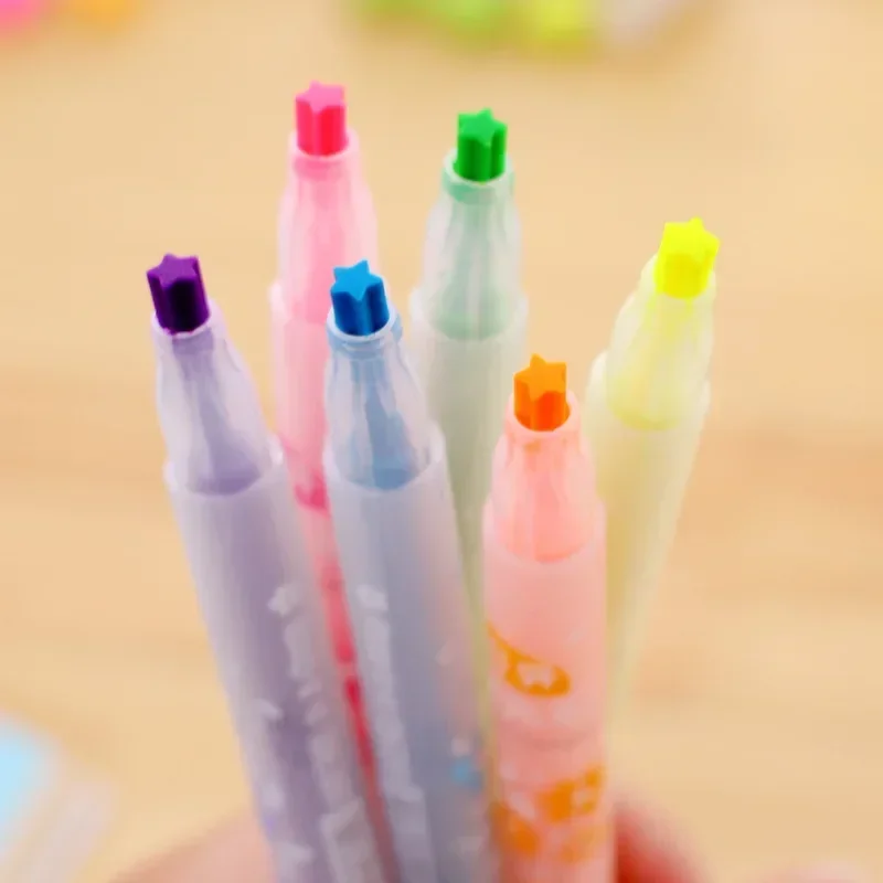 1PCS Cute Star Head Highlighter Marker Paintball Water Colored Drawing Pen Sationery Liquid Chalk School Office Supply