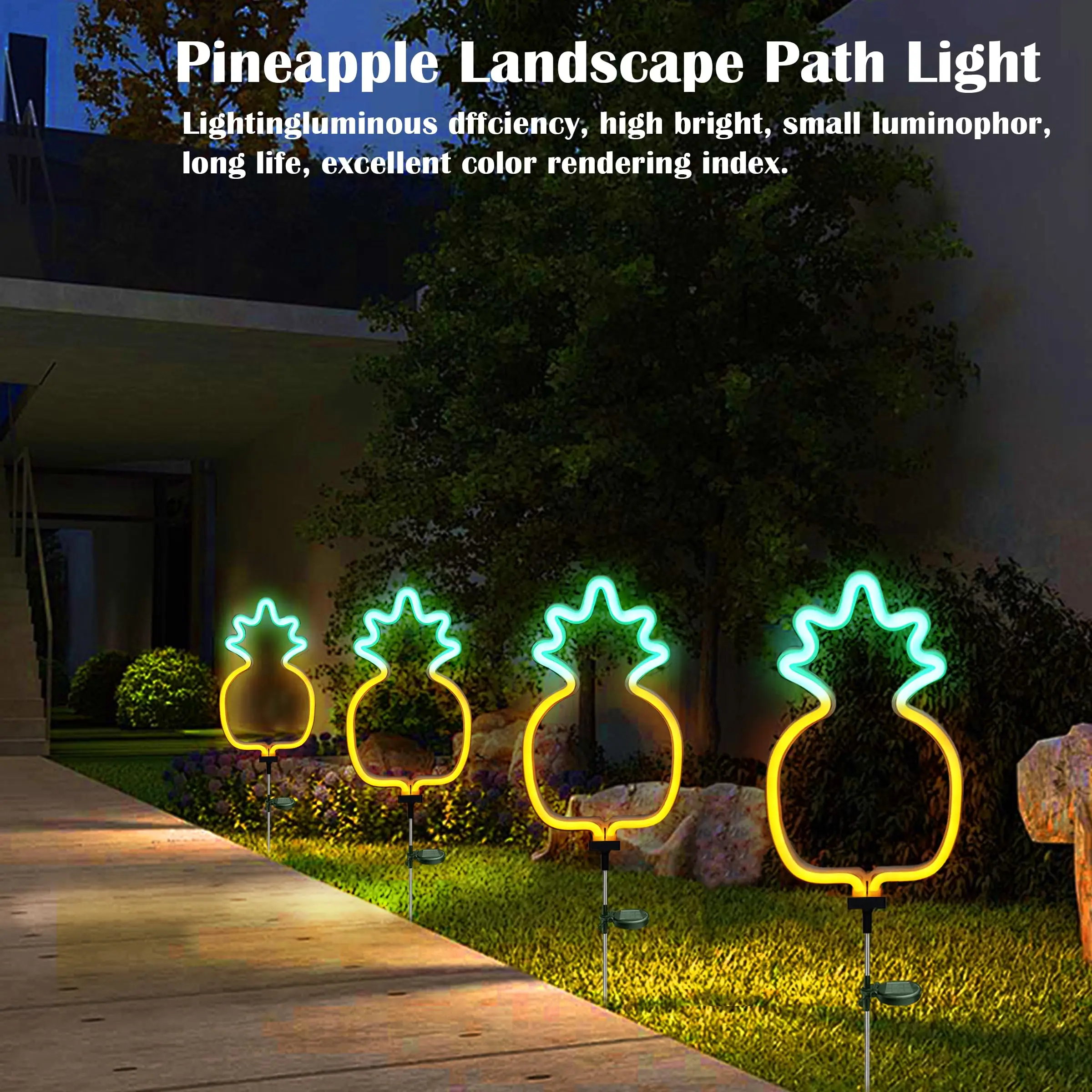 

Solar Pineapple Neon Light Garden Stake Lights Waterproof Path Lighting for Garden Yard Flowerbed Patio Walkway Decor Solar Lamp
