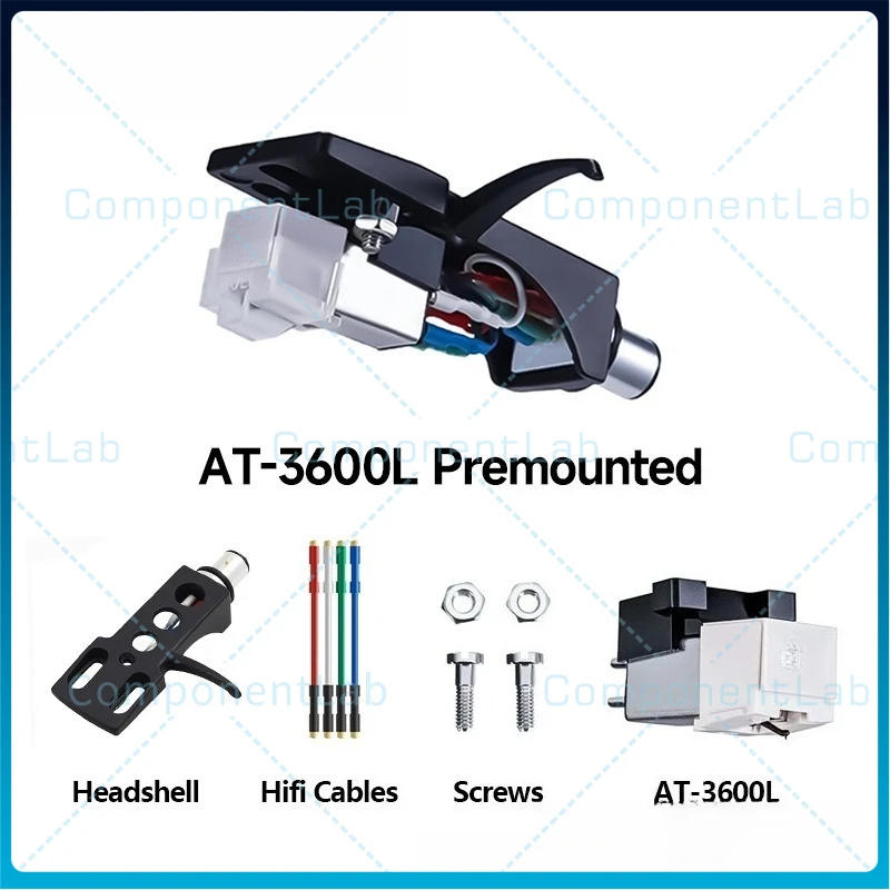 For Audio-Technica 3600L Pre installed Original AT3600L Head and Needle LP Black Glue Vocal Machine Accessories