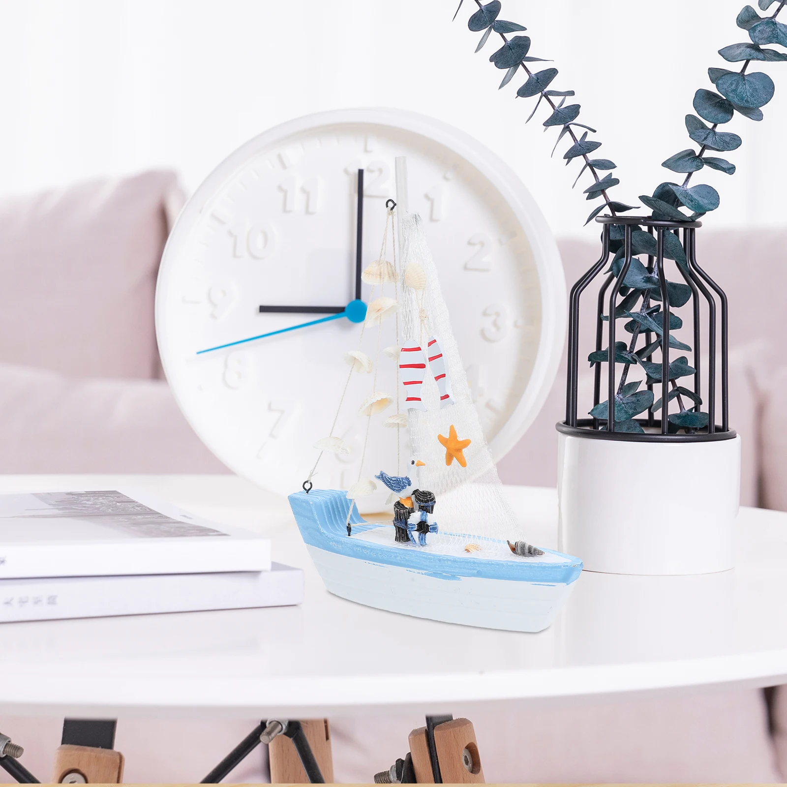 

Mediterranean Style Sailboat Wooden Coastal Sailing Boat Nautical Tabletop Centerpiece Rustic Boat Decor For Living Room Bedroom