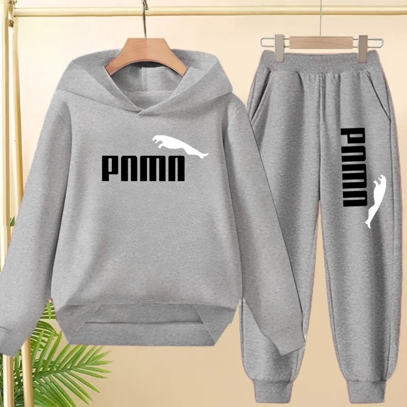 Children 3-12Yrs Pullover Casual Coat Top Jogging Set Charming Tracksuits Letter Hoodie Sweatshirt+Pants Boys Girls Kids clothes