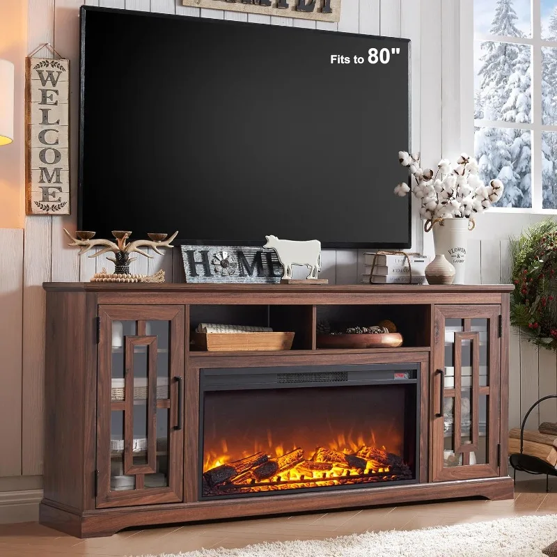 Features A 36-inch 80-inch TV Electric Fireplace, 32-inch High Entertainment Center, and 6 Lockers in The Living Room