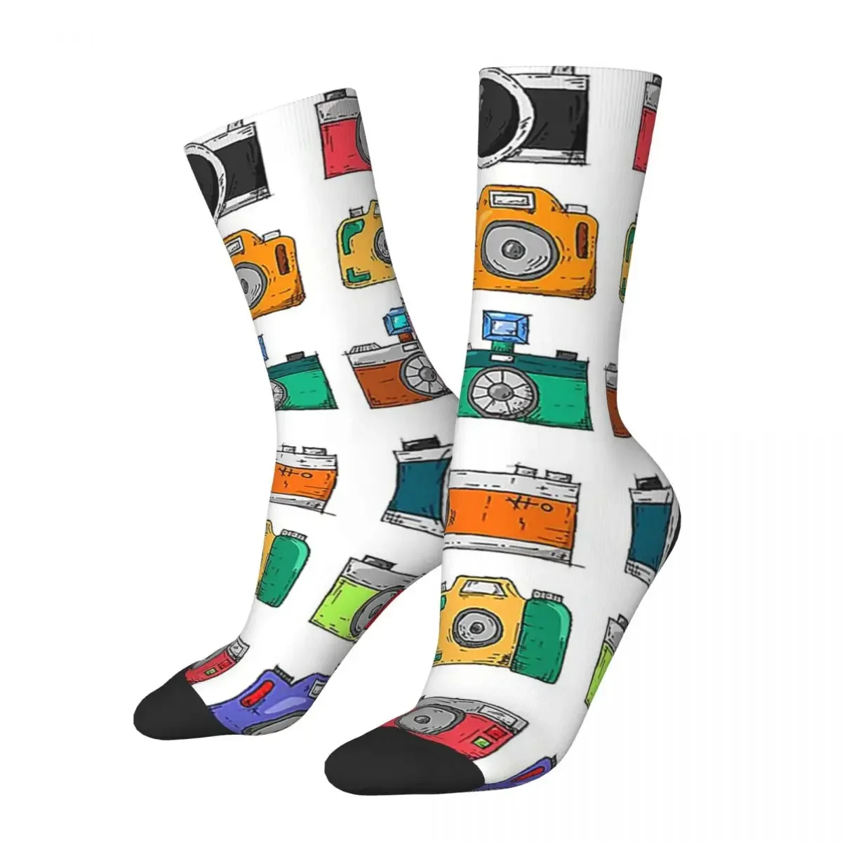 Retro Camera Socks Harajuku Sweat Absorbing Stockings All Season Long Socks Accessories for Man's Woman's Gifts