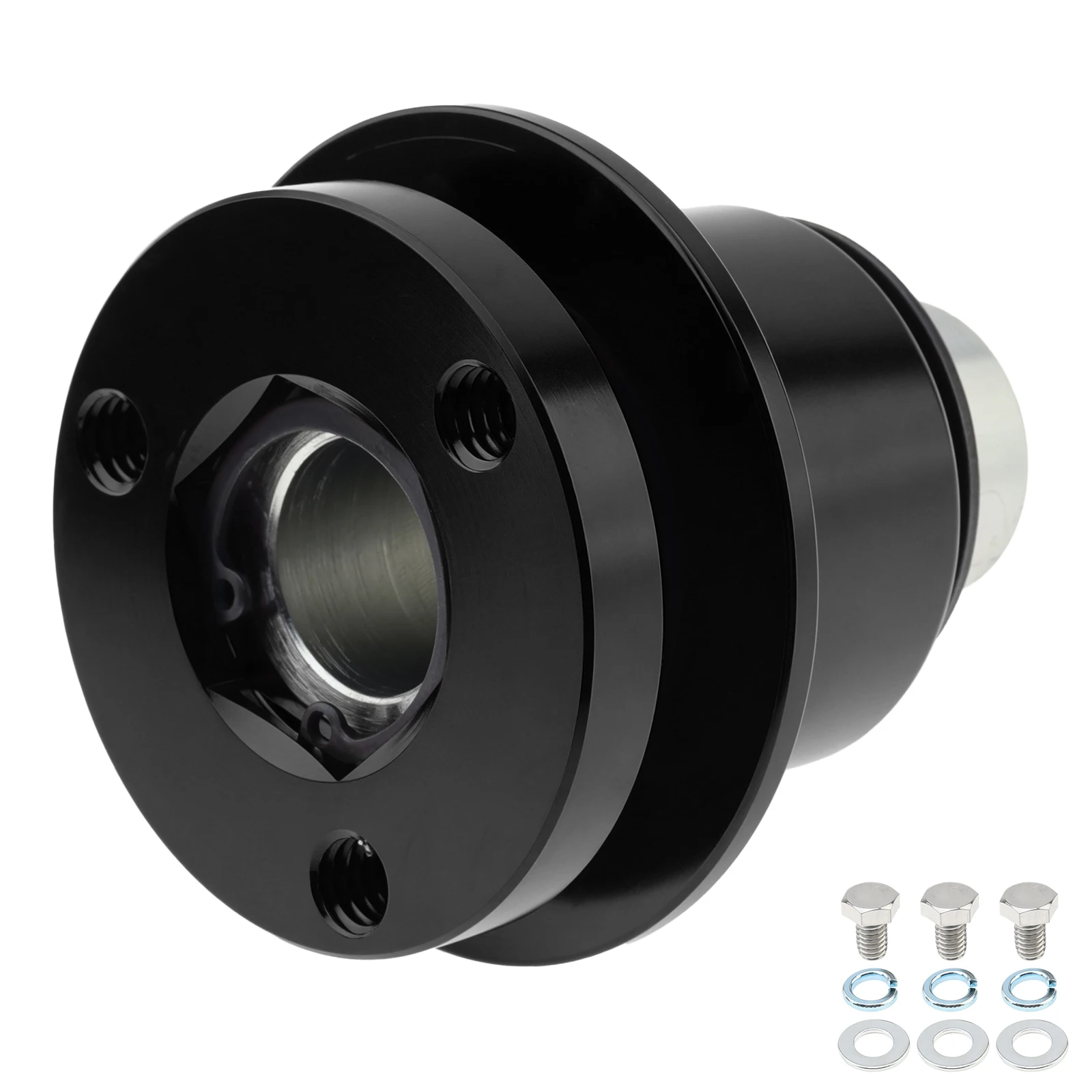 Universal 360-Degree 3-Hole Steering Wheel Quick Release Hub Adapter, All-Metal Anodized
