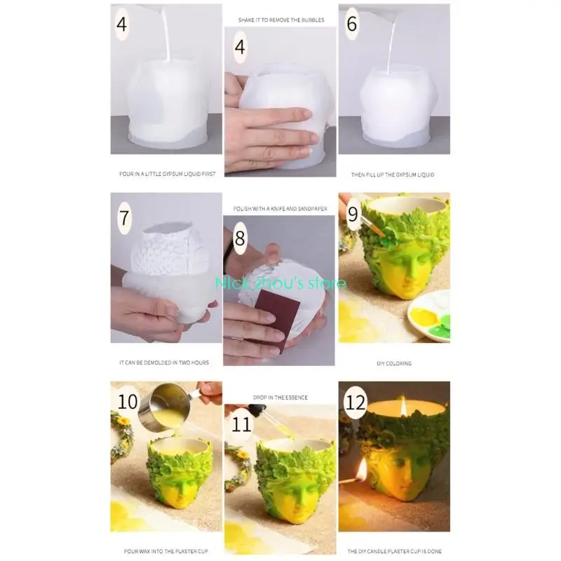 E15E Multipurpose Wreath Face Silicone Mold For Crafting Miniature Plant Pots Resin Organizers And Cement Home Decoration