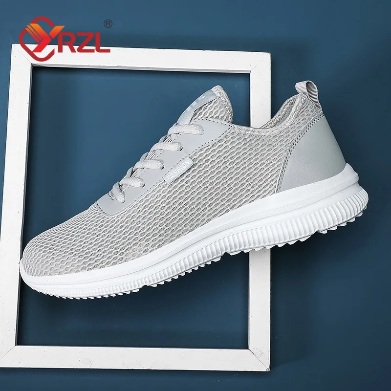 

YRZL Summer Mesh Shoes Men Sneakers Breathable Lightweight Mens Casual Shoes Lace-Up Walking Footwear Comfortable Men Shoes