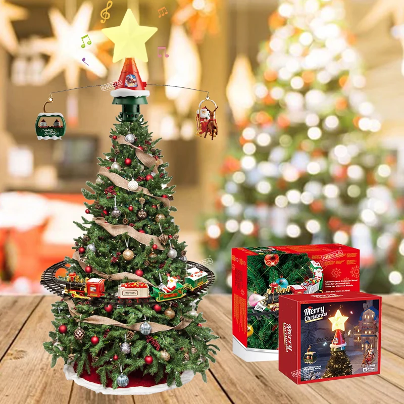 Kersttreinset voor de boomdecoratie Spoorframe Kersttrein Elektrisch speelgoed Spoorwegauto met geluid en licht Spoorauto Cadeau
