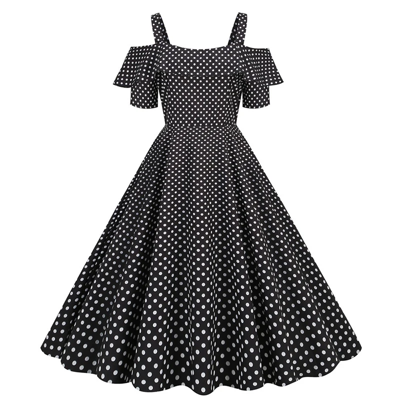 Women Polka Dot Vintage 50 60s Dress Rockabilly Swing Ladies Fashion Summer Party Cocktail Dresses Elegant Vestidos