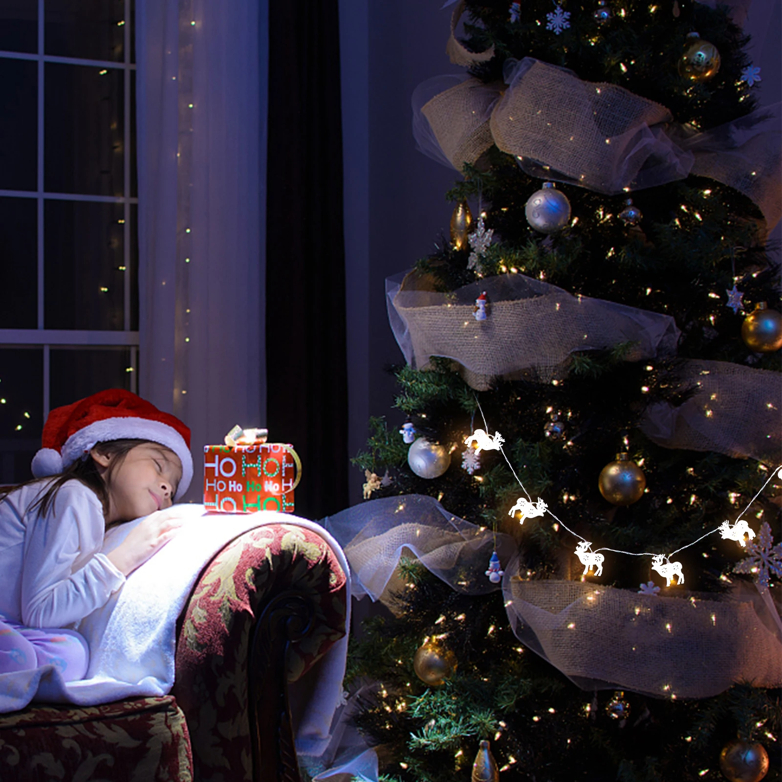 1 قطعة إِلْكَة عيد الميلاد احتفالي ضوء سلسلة دافئة توهج LED مصباح للزينة للداخلية في الهواء الطلق عطلة زينة سلسلة ضوء