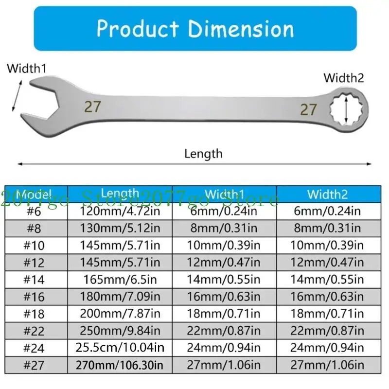 Y1UD Lightweight Double Head Wrench Spanner for Tight Workspaces Rustresistant Finish Small Spaces and Repair Needs