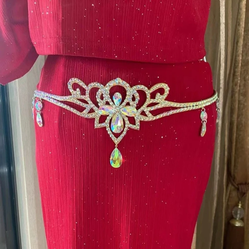 Mode Vrouwen Taille Keten Buikdansen Riem Sieraden Dancewear Outfit Kostuum Strass voor Buikdans Prestaties