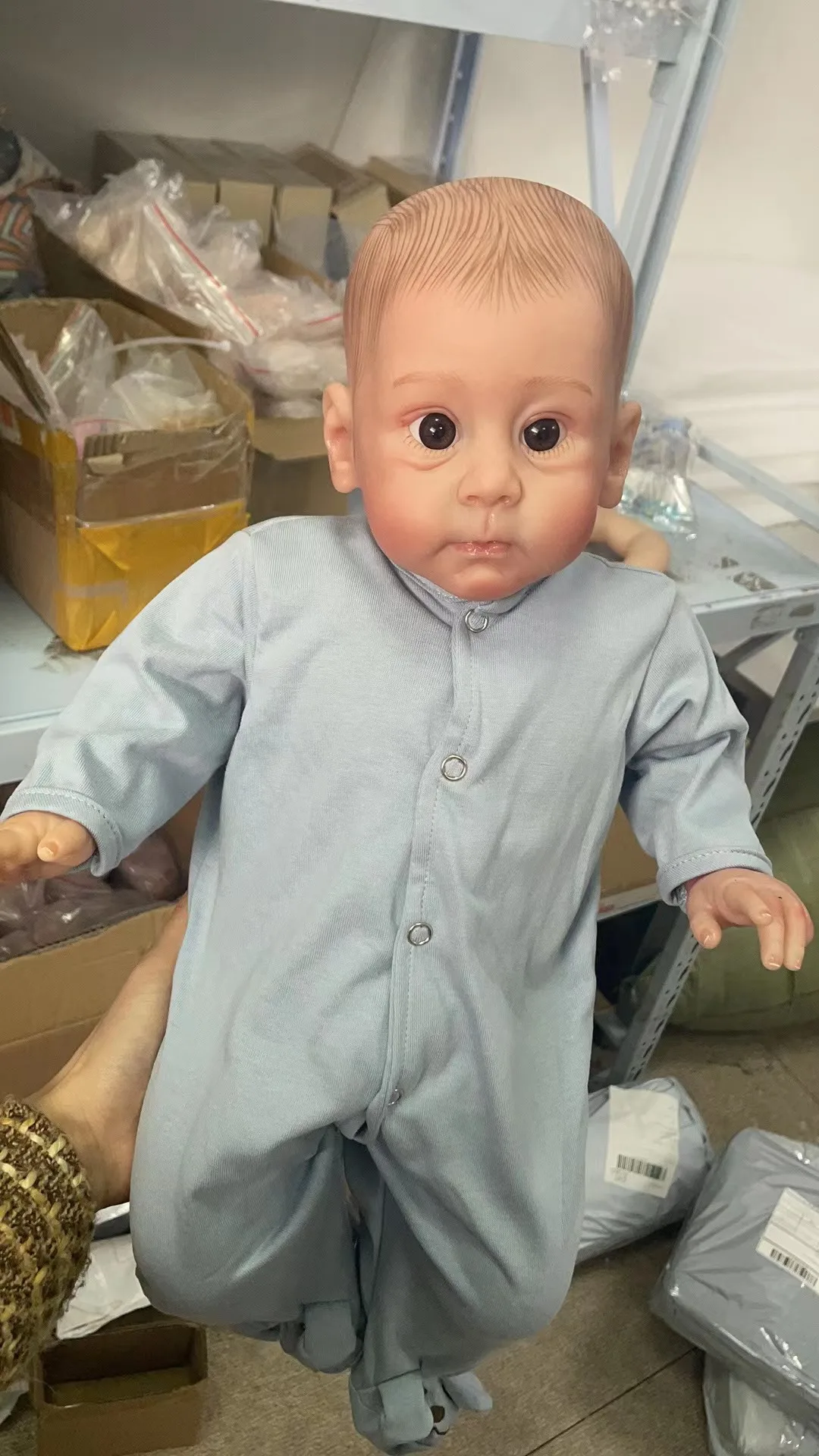 

23inch Finished Dolls Reborn Baby Doll Soft Cuddly Toddler Boy 3D Skin with Visible Veins Muñecas Bebes Kids Gift Toy