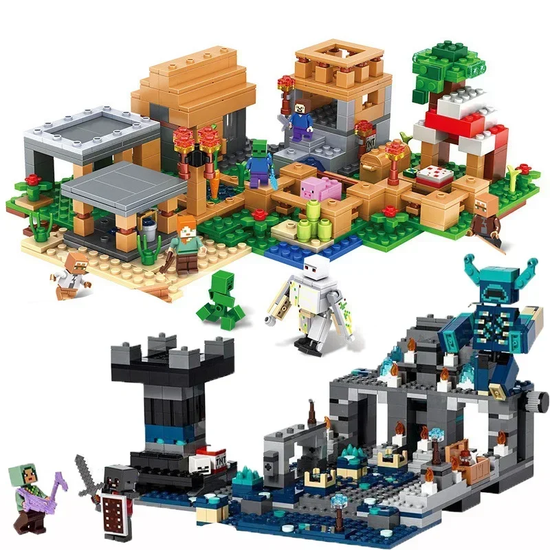 Compatible My Worlds The Deep Dark Battle Battle 21246 village cave Building Blocks Toy Kids Birthday Gift