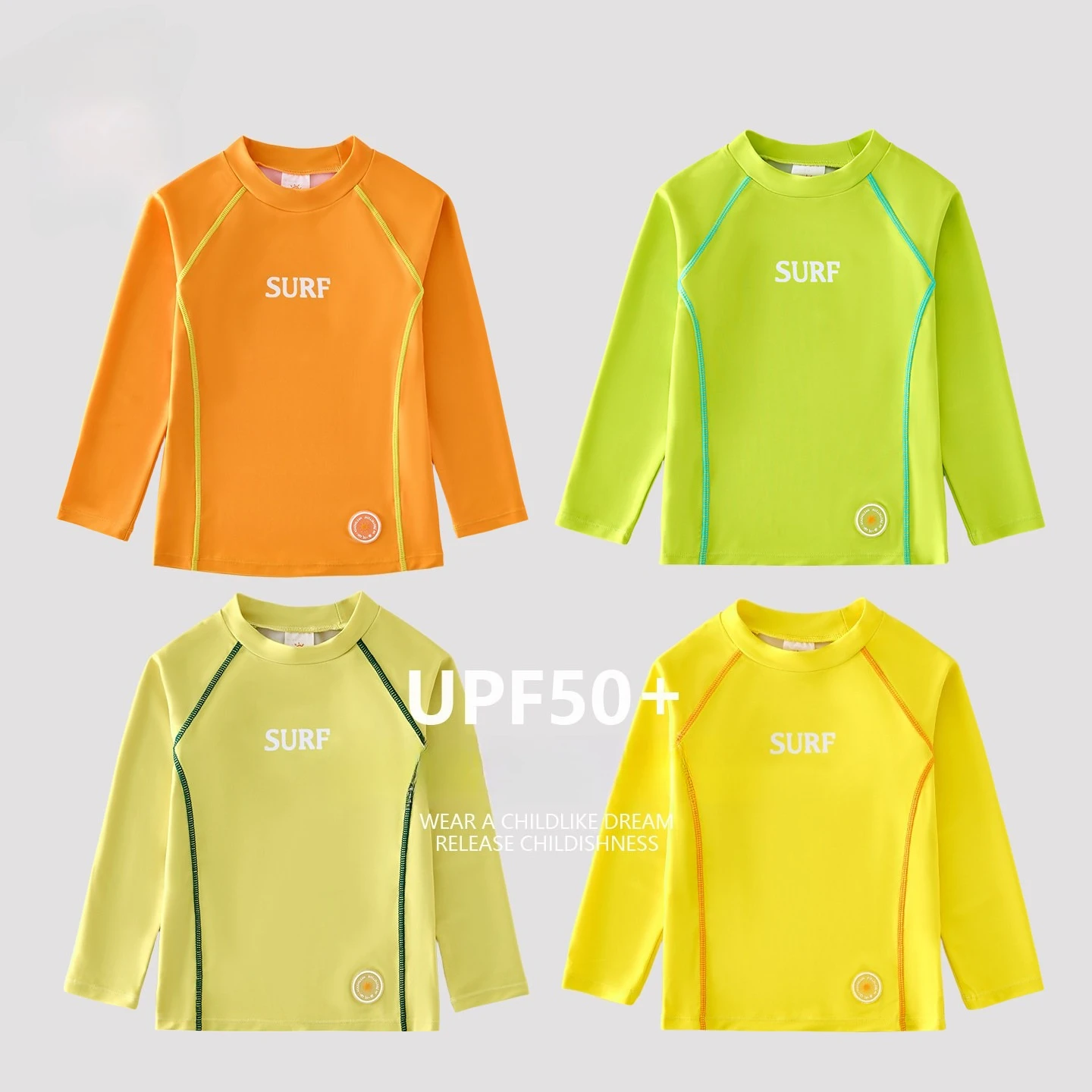 UPF50+ Kids Long Sleeve Rash Guard Anti UV Quick Dry Swim Top Boys Girls Beach Swimming Sun Protection Shirt