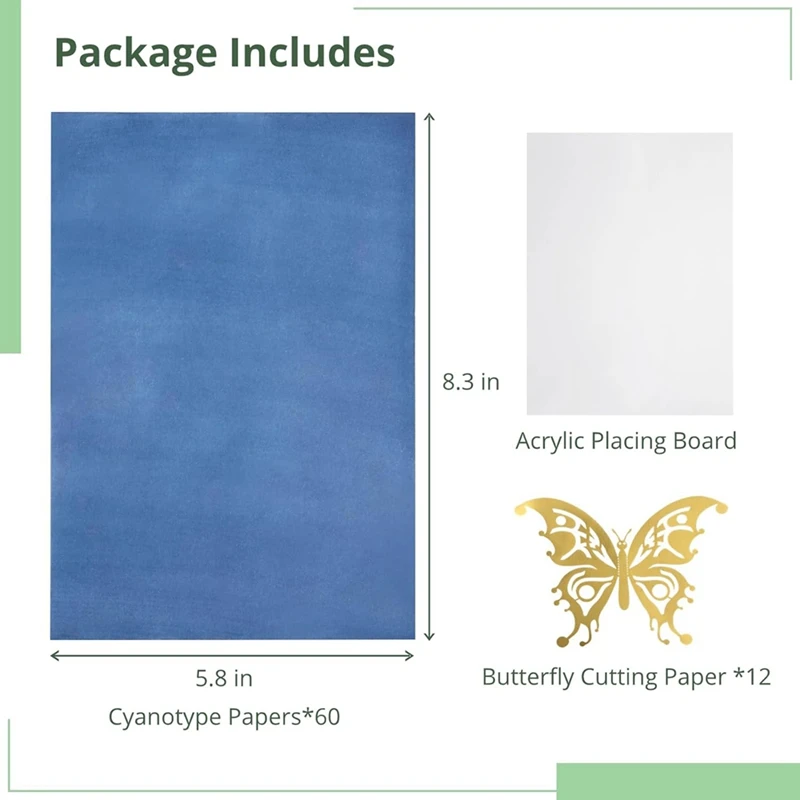 60 Stück Cyanotyp papier Sonnen druckpapier Kit Set a5 hoch empfindliches Natur zeichnung druckpapier, sonnen aktiviertes Kunstdruck papier