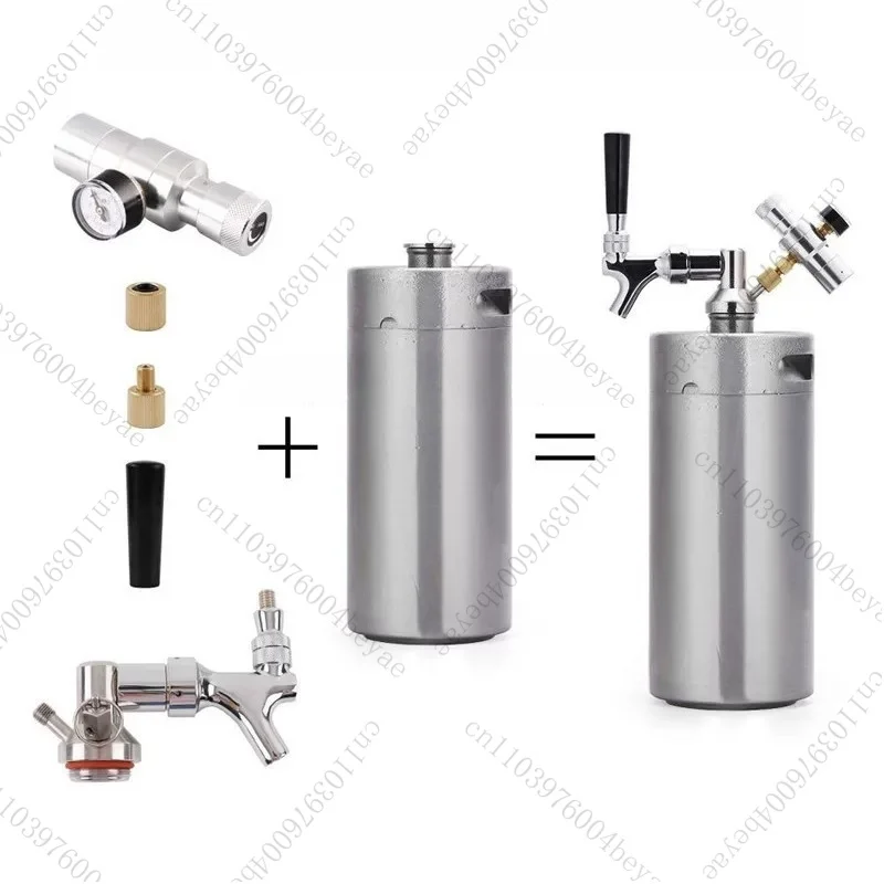 mini keg Pressurized Beer Keg System Stainless Steel Mini Growler Keg Adjustable Beer Tap Faucet Premium Charger Kit brewing