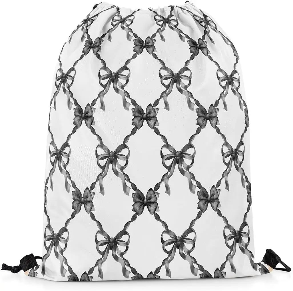 حقيبة ظهر برباط من Coquette Bows باللون الأسود والأبيض وأكياس برباط لقوس ألوان مائية #3