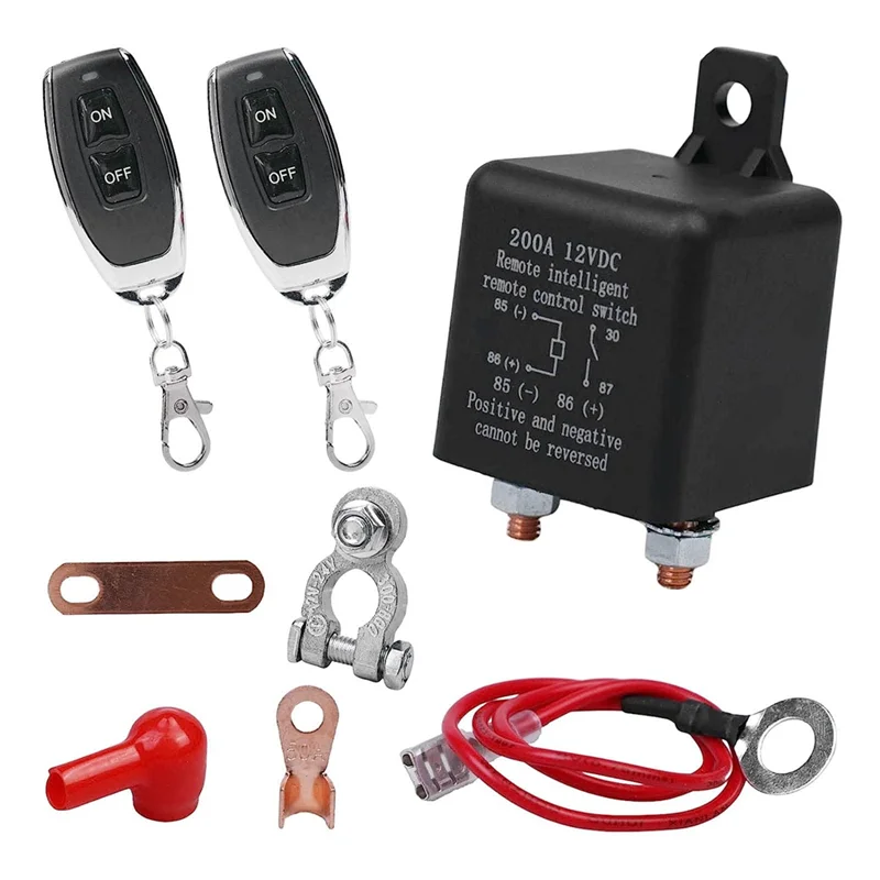 Remote Battery Disconnect Switch, Wireless Remote Control Battery Disconnect Switch, 12V 200A Dual Remote Control