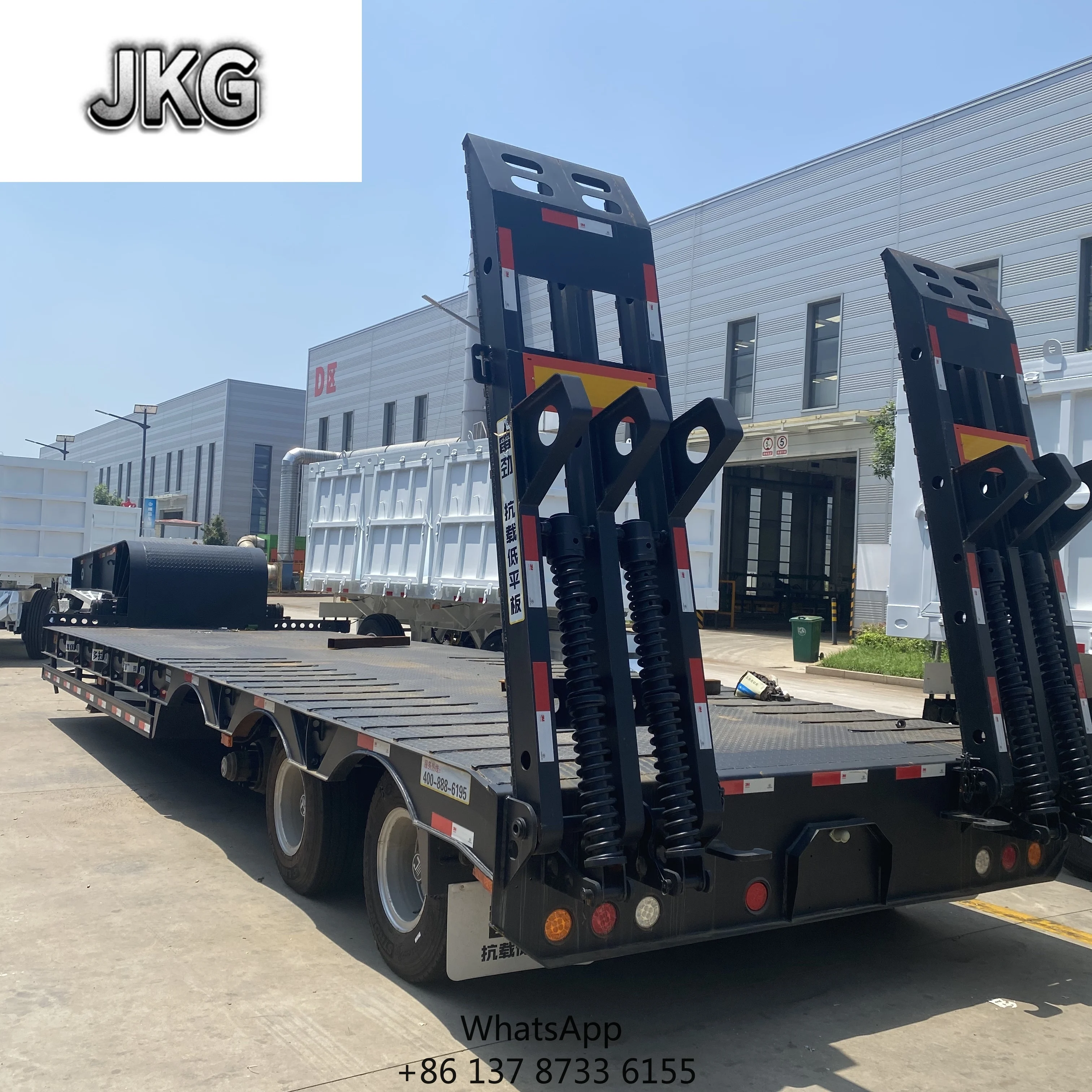 Remolque de cama baja JKG, cargador de cama baja de 3 y 4 ejes, 50 y 60 toneladas, remolque de semi camión Lowboy con cuello de cisne a la venta