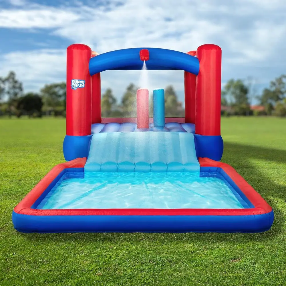 Slide N' Splash Bounce House Iatable Water Slide Park – Resistente per divertimento all'aria aperta, ampio scivolo e piscina antispruzzo