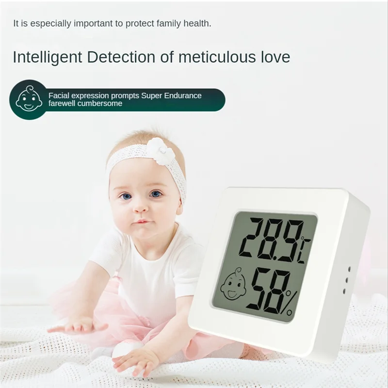 ABKO-Mini ЖК-цифровой термометр, гигрометр, измеритель температуры, датчик влажности, набор кнопок метеостанции с батареей, белый