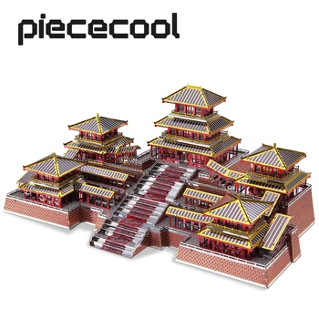 Piececool quebra-cabeças 3d metal epang palácio kits de construção diy modelo kits para adultos adolescentes brinquedos arquitetura chinesa cérebro tease