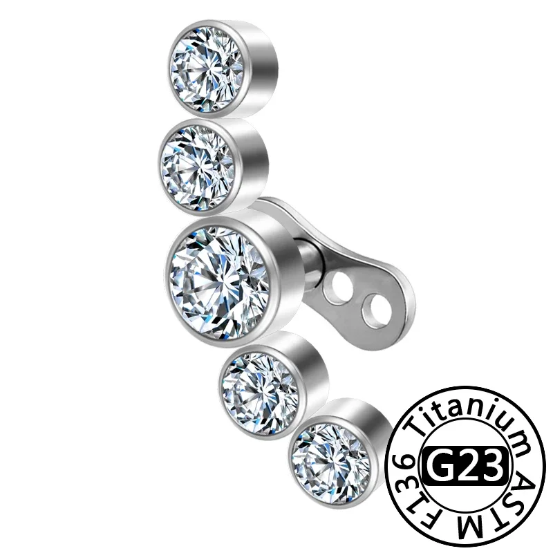 G23 Titanium Piercing Zircon Buried Bone Nail 1.2*0.9mm Base Hide in Skin Piercing Kits Micro Dermal Piercing Sexy Body Jewelry