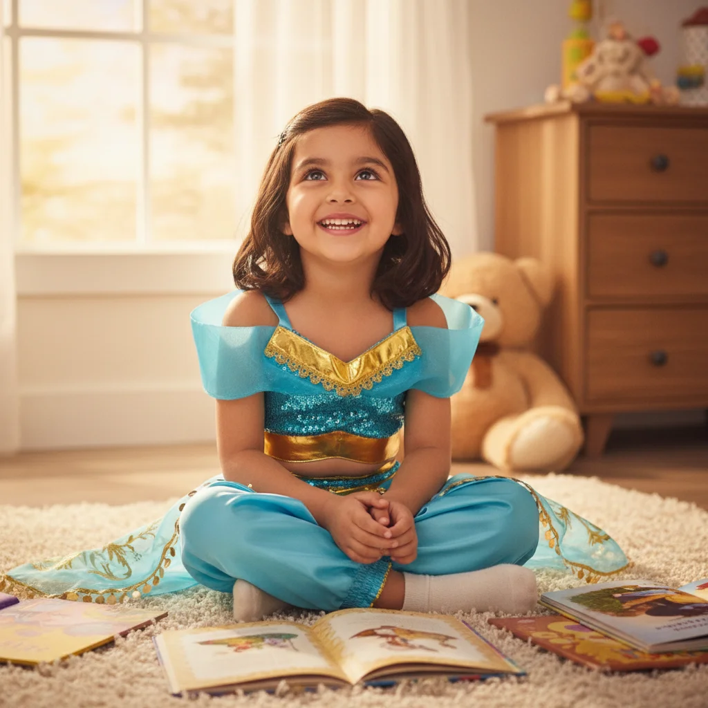 Weiches Arabisches Prinzessinnen-Kostüm für Mädchen Komfortables Pailletten-Oberteil und Langlebige Haremshose mit Mehrlagigem Netzdesign Kinderkleid