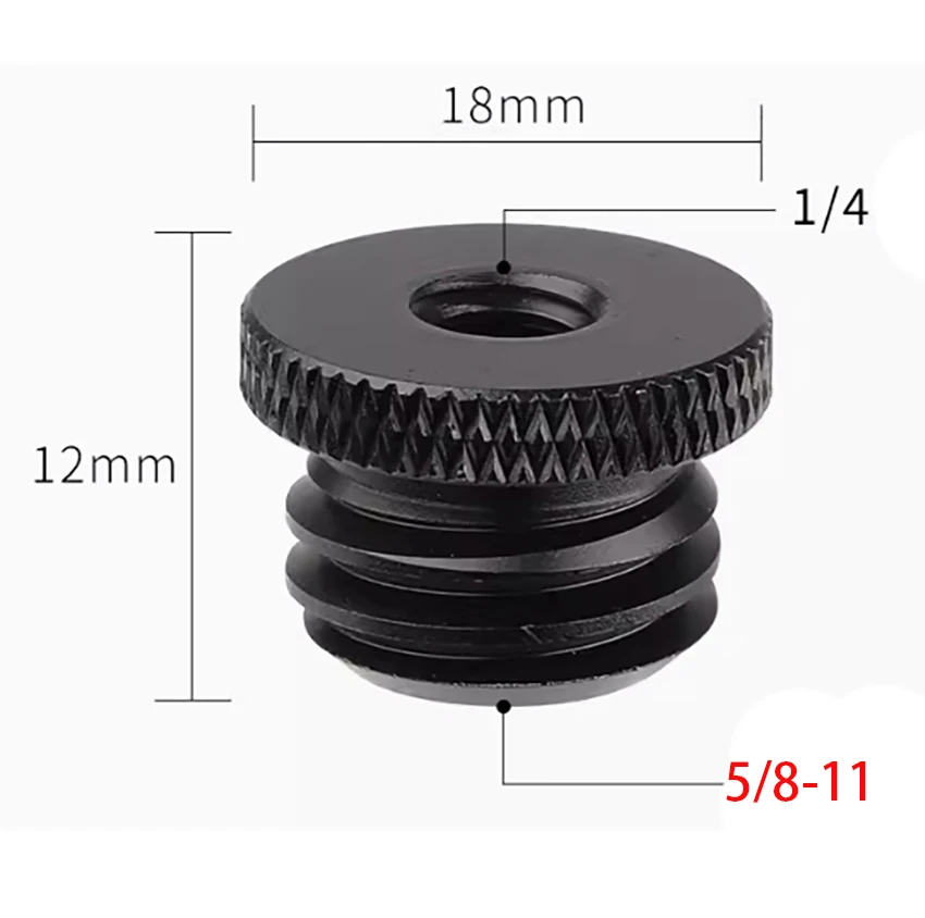 Black 5/8 Inch Male to 1/4 Inch Female Threaded Screw Adapter for Tripod Laser Level Adapter， 1/4 to 5/8 Screw Tripod Adapter